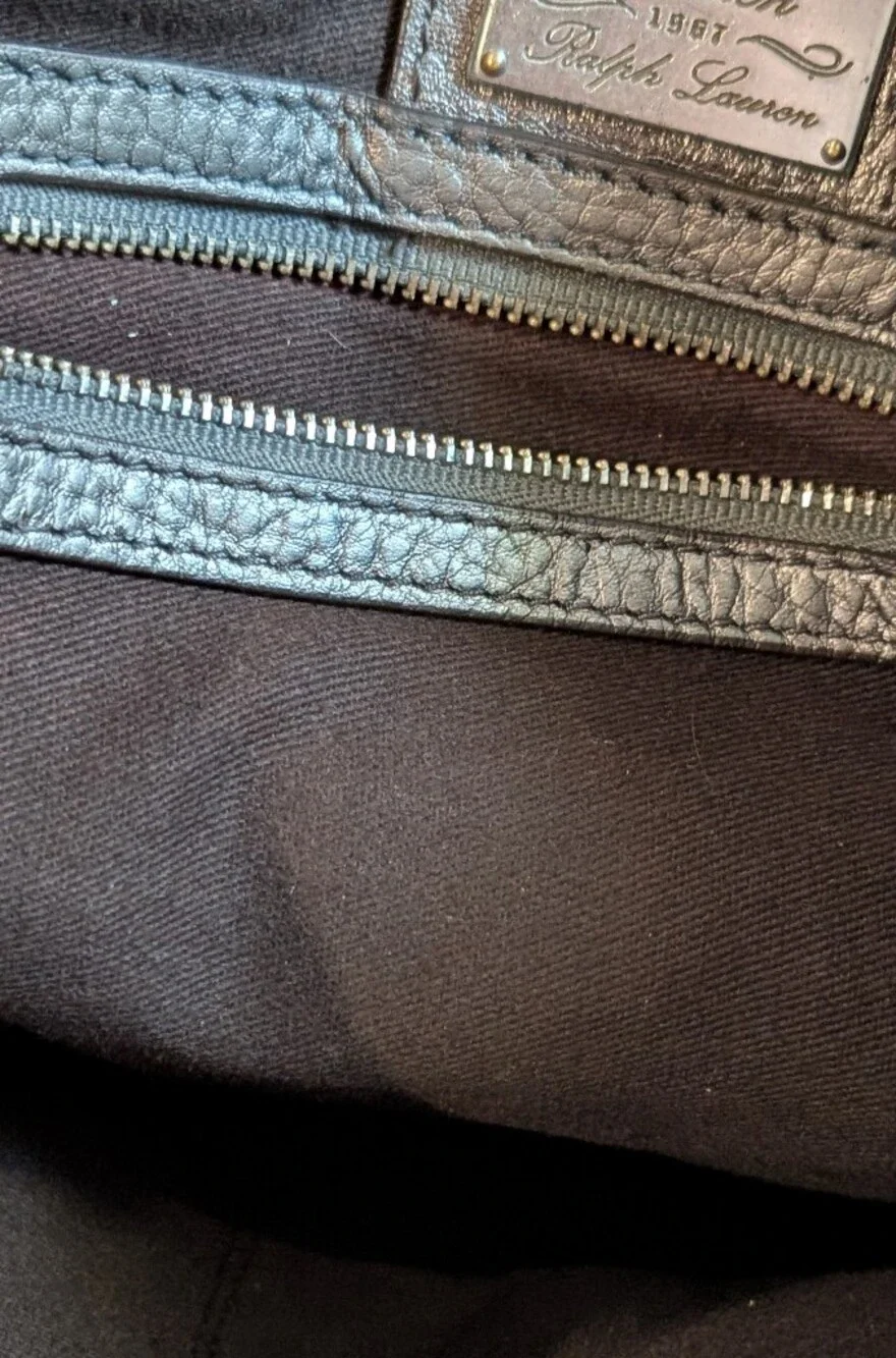 Lauren Ralph Lauren Pewter Leather Crossbody Messenger Bag - Indie Sleeze - Picture 6 of 14